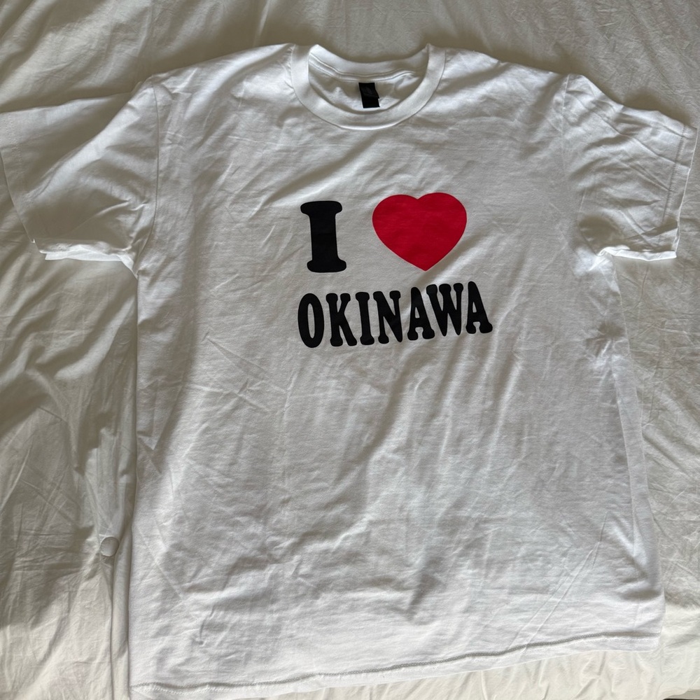 Gildan White Tee with Red Heart Print